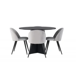 Bootcut Rundt Spisebordssæt - Sort og Grå