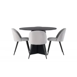 Bootcut Rundt Spisebordssæt - Sort og Grå