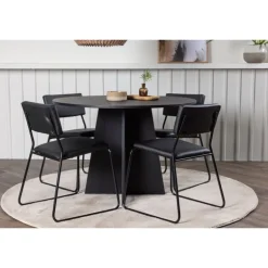 Bootcut Rundt Spisebordssæt - Sort