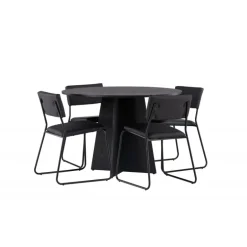 Bootcut Rundt Spisebordssæt - Sort