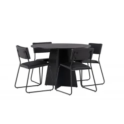 Bootcut Rundt Spisebordssæt - Sort