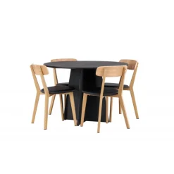 Bootcut Rundt Spisebordssæt - Sort og Natur