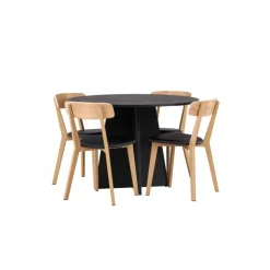 Bootcut Rundt Spisebordssæt - Sort og Natur