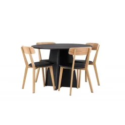 Bootcut Rundt Spisebordssæt - Sort og Natur