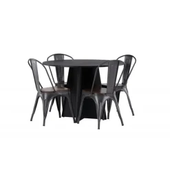 Bootcut Rundt Spisebordssæt - Sort og Valnød