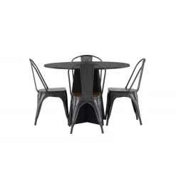 Bootcut Rundt Spisebordssæt - Sort og Valnød
