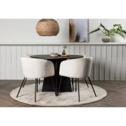 Bootcut Rundt Spisebordssæt - Beige og Sort