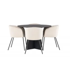Bootcut Rundt Spisebordssæt - Beige og Sort