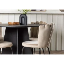 Bootcut Rundt Spisebordssæt - Beige og Sort