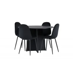 Bootcut Rundt Spisebordssæt - Sort