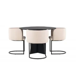 Bootcut Rundt Spisebordssæt - Beige og Sort