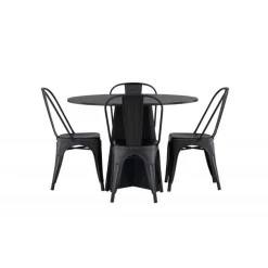 Bootcut Rundt Spisebordssæt - Sort