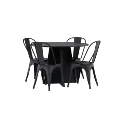 Bootcut Rundt Spisebordssæt - Sort