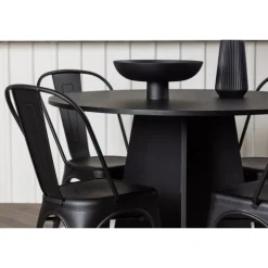 Bootcut Rundt Spisebordssæt - Sort