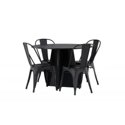 Bootcut Rundt Spisebordssæt - Sort