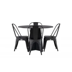 Bootcut Rundt Spisebordssæt - Sort