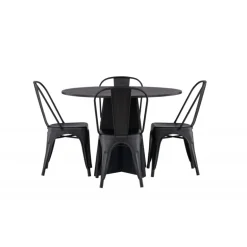 Bootcut Rundt Spisebordssæt - Sort
