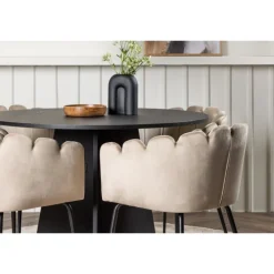 Bootcut Rundt Spisebordssæt - Beige og Sort