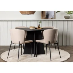 Bootcut Rundt Spisebordssæt - Sort og Mørkegrå