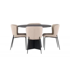 Bootcut Rundt Spisebordssæt - Sort og Mørkegrå