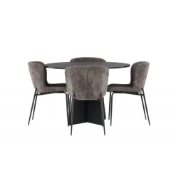 Bootcut Rundt Spisebordssæt - Beige og Sort