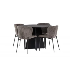 Bootcut Rundt Spisebordssæt - Beige og Sort