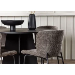 Bootcut Rundt Spisebordssæt - Beige og Sort