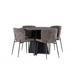 Bootcut Rundt Spisebordssæt - Beige og Sort