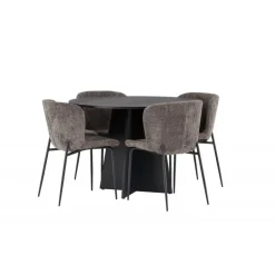 Bootcut Rundt Spisebordssæt - Beige og Sort