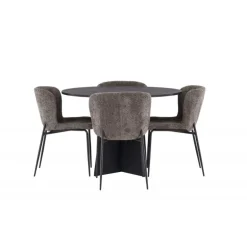 Bootcut Rundt Spisebordssæt - Beige og Sort