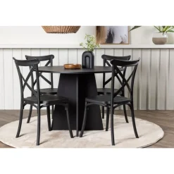 Bootcut Rundt Spisebordssæt - Sort