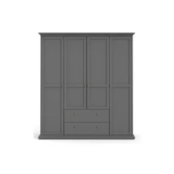 Bordeaux garderobeskab 181 cm 4 låger + 2 skuffer - Mørkegrå