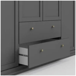 Bordeaux garderobeskab 181 cm 4 låger + 2 skuffer - Mørkegrå