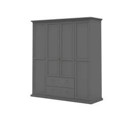 Bordeaux garderobeskab 181 cm 4 låger + 2 skuffer - Mørkegrå