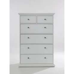 Bordeaux kommode m. 6 skuffer - Hvid