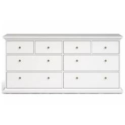 Bordeaux kommode m. 8 skuffer - Hvid