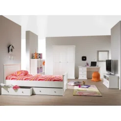 Bordeaux sengeskuffe m. hjul - Hvid