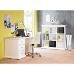 Bordeaux skrivebord m. 3 skuffer - Hvid