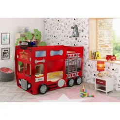 Brandbil - dobbelt køjeseng - 90x190 cm med 2 madrasser