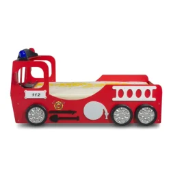 Brandbil – Enkeltseng til børn med LED-lys med Madras