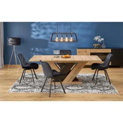 BRANDON Spisebord med udtræk, wotan eg / Sort