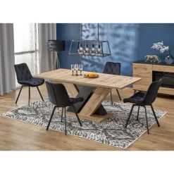 BRANDON Spisebord med udtræk, wotan eg / Sort