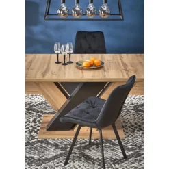 BRANDON Spisebord med udtræk, wotan eg / Sort