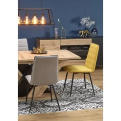 BRANDON Spisebord med udtræk, wotan eg / Sort