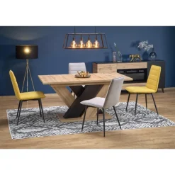 BRANDON Spisebord med udtræk, wotan eg / Sort