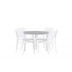 Break, Santorini Rundt Spisebordssæt - Grå,Hvid