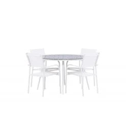 Break, Santorini Rundt Spisebordssæt - Grå,Hvid