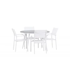 Break, Santorini Rundt Spisebordssæt - Grå,Hvid