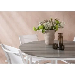 Break, Santorini Rundt Spisebordssæt - Grå,Hvid