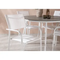 Break, Santorini Rundt Spisebordssæt - Grå,Hvid